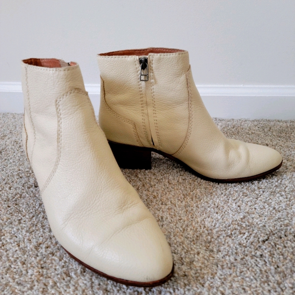 Madewell leather creme ankle boots, EUC